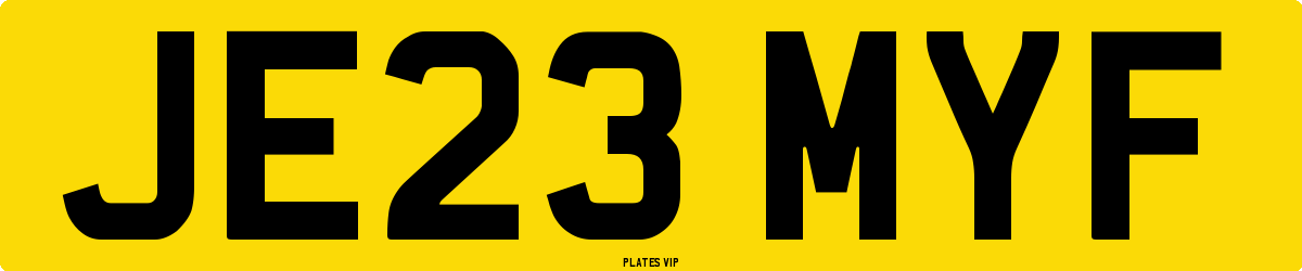JE23 MYF Number Plate