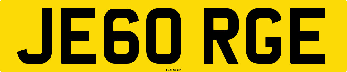 JE60 RGE Number Plate