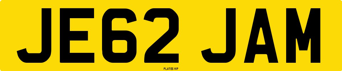 JE62 JAM Number Plate