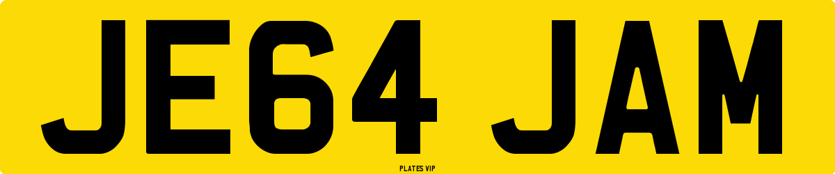 JE64 JAM Number Plate