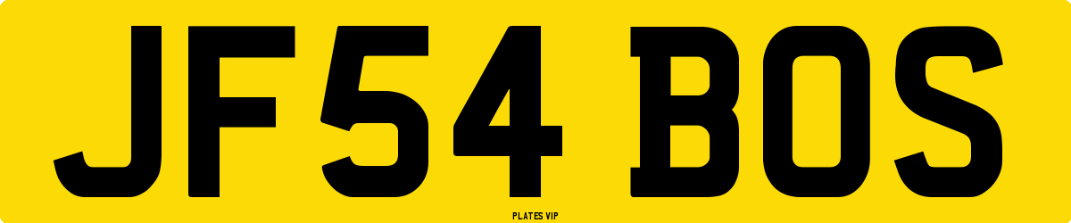 JF54 BOS Number Plate
