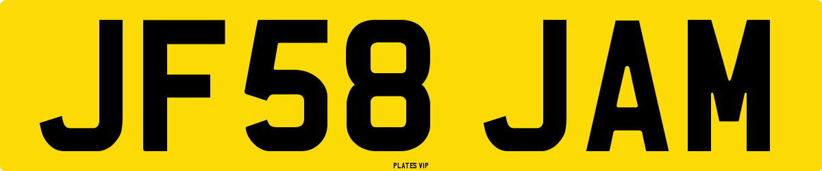 JF58 JAM Number Plate