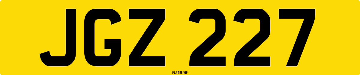 JGZ 227 Number Plate