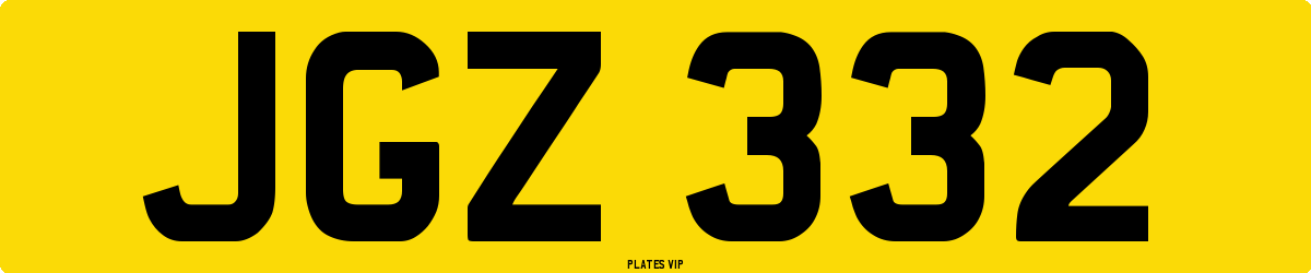 JGZ 332 Number Plate