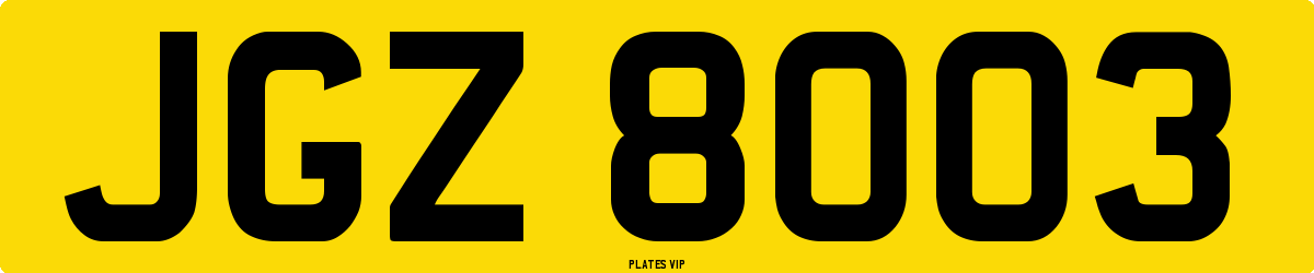 JGZ 8003 Number Plate