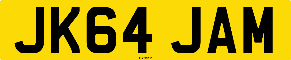 JK64 JAM Number Plate