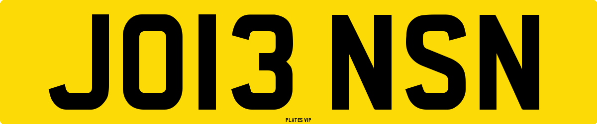 JO13 NSN Number Plate