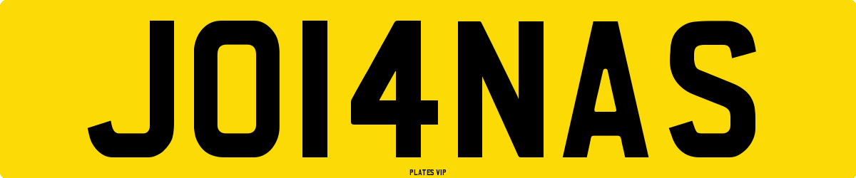 JO14NAS Number Plate