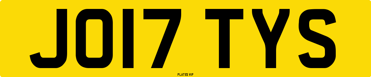 JO17 TYS Number Plate