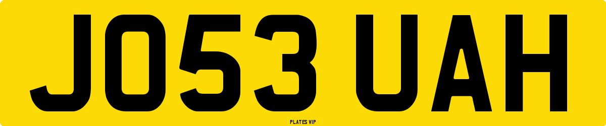 JO53 UAH Number Plate