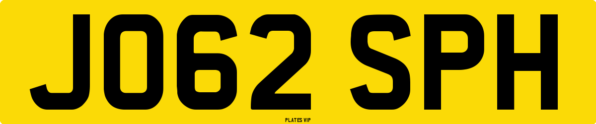 JO62 SPH Number Plate