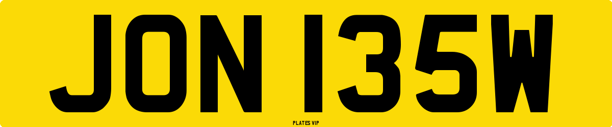 JON 135W Number Plate
