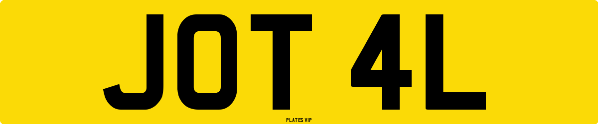 JOT 4L Number Plate