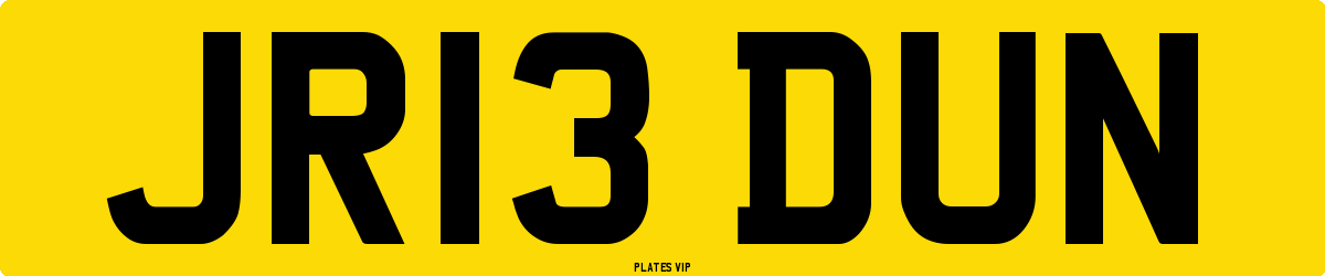 JR13 DUN Number Plate