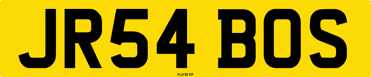 JR54 BOS Number Plate