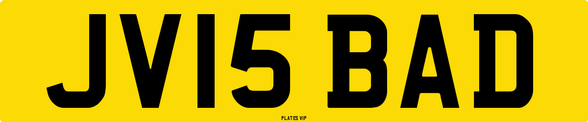 JV15 BAD Number Plate