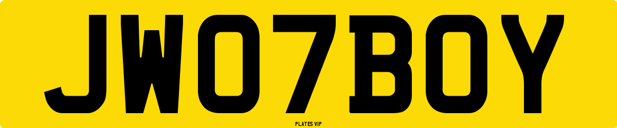 JW 07 BOY Number Plate