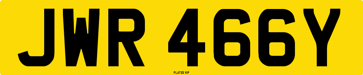 JWR 466Y Number Plate