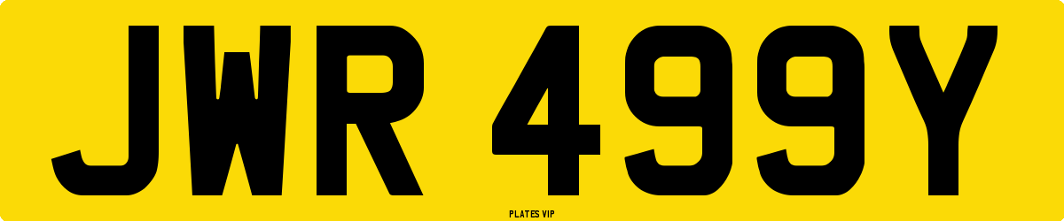 JWR 499Y Number Plate