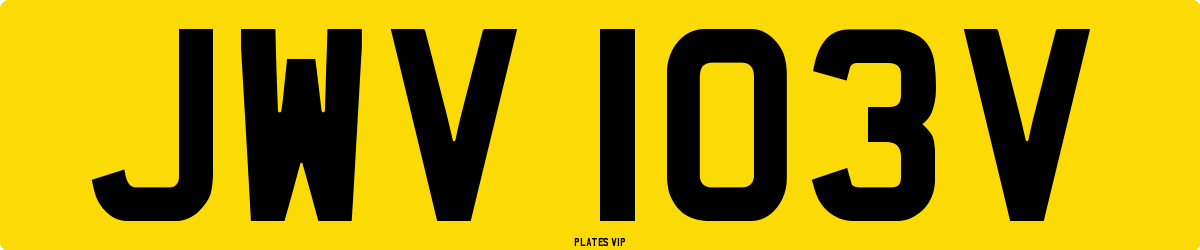 JWV 103V Number Plate
