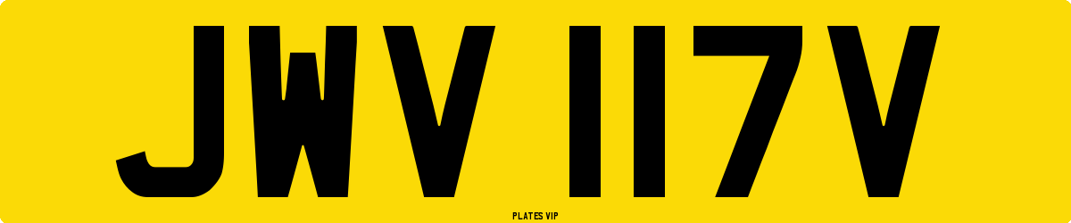 JWV 117V Number Plate