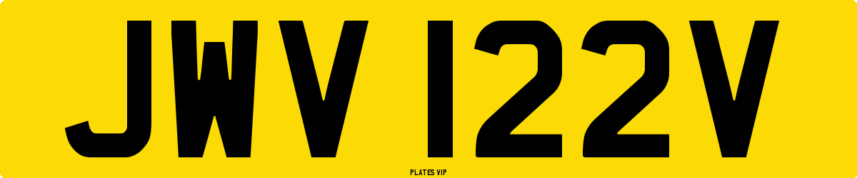 JWV 122V Number Plate