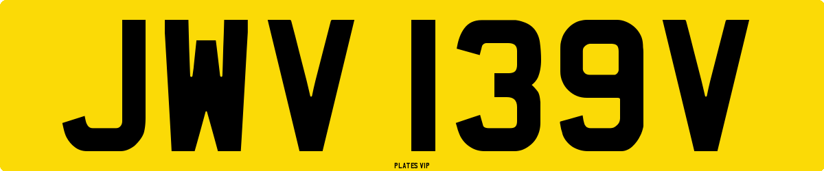 JWV 139V Number Plate