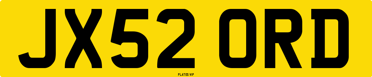 JX52 ORD Number Plate