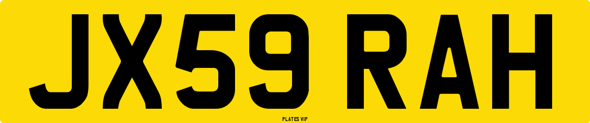 JX59 RAH Number Plate