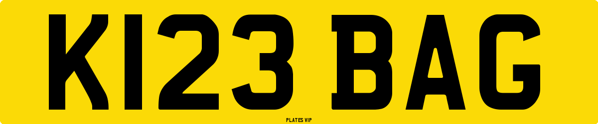 K123 BAG Number Plate