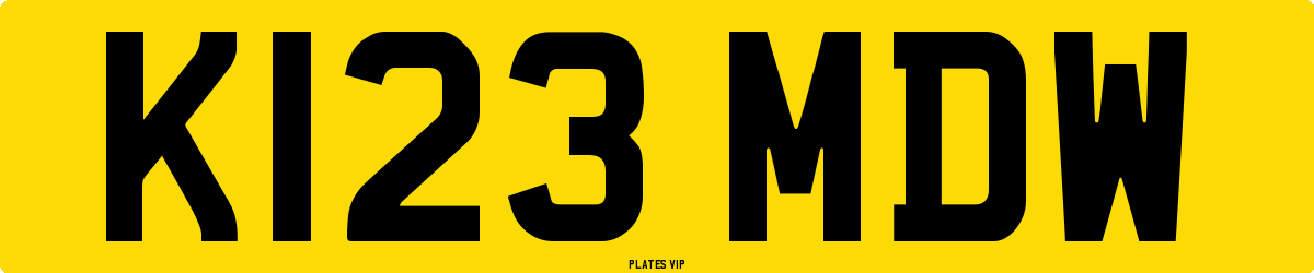 K123 MDW Number Plate