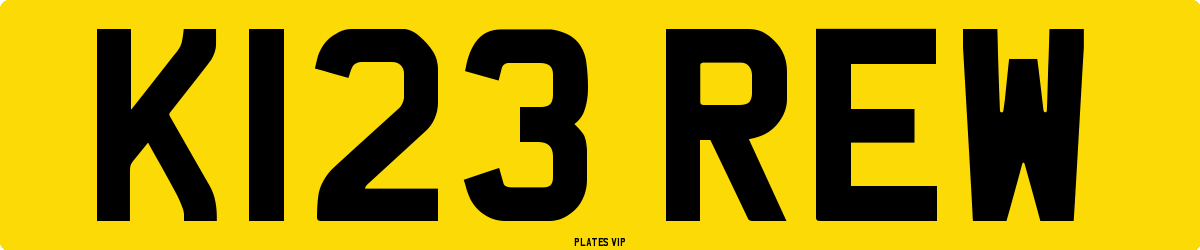 K123 REW Number Plate