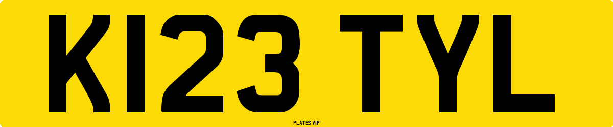 K123 TYL Number Plate