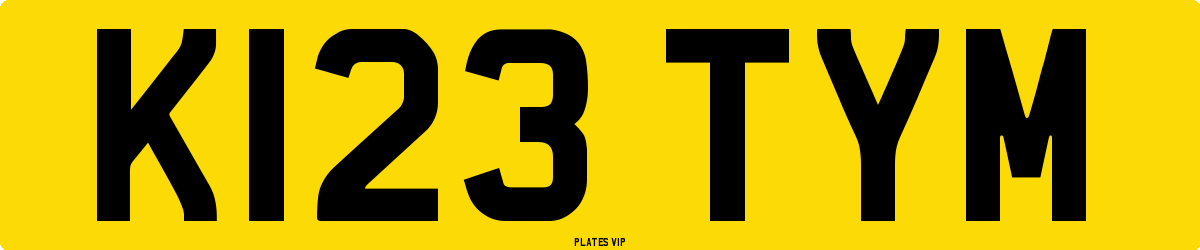 K123 TYM Number Plate