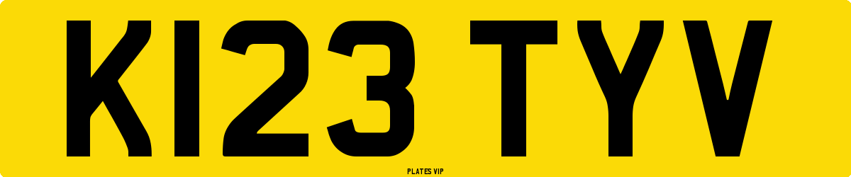 K123 TYV Number Plate