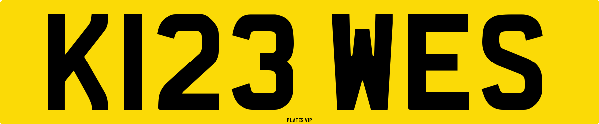 K123 WES Number Plate