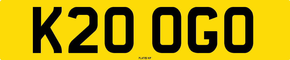K20 OGO Number Plate