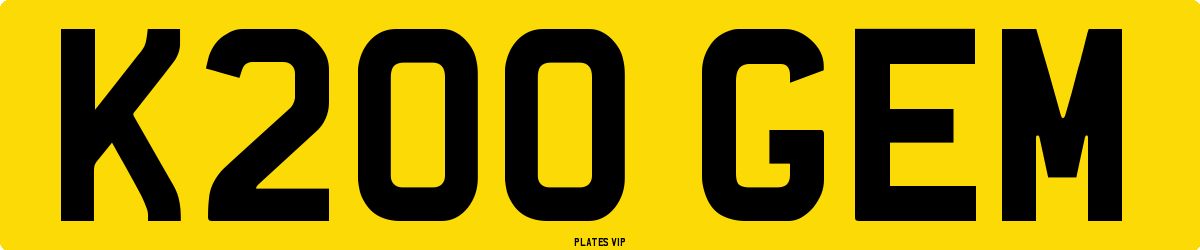 K200 GEM Number Plate
