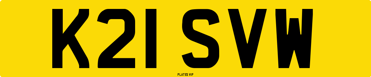 K21 SVW Number Plate