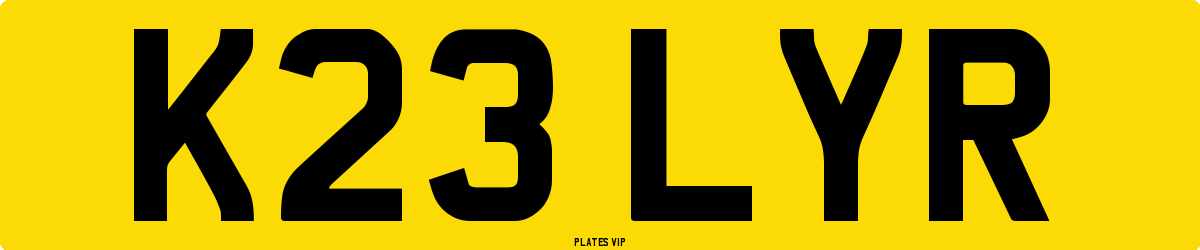 K23 LYR Number Plate