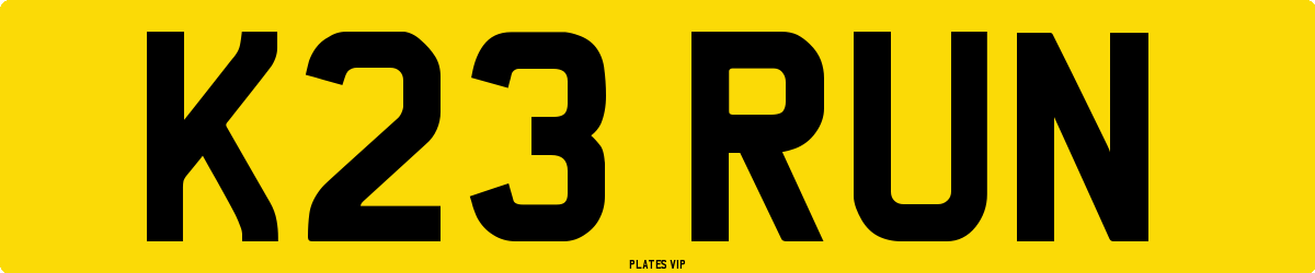 K23 RUN Number Plate