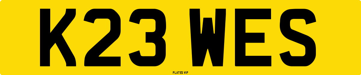 K23 WES Number Plate