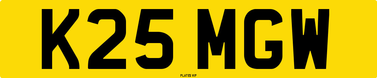 K25 MGW Number Plate
