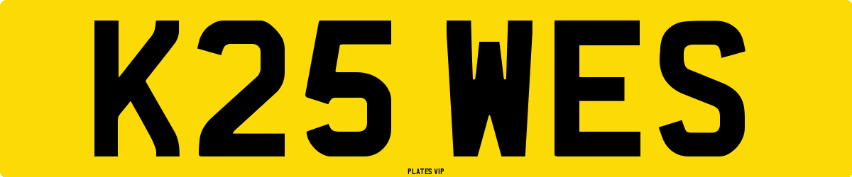 K25 WES Number Plate
