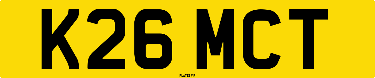 K26 MCT Number Plate