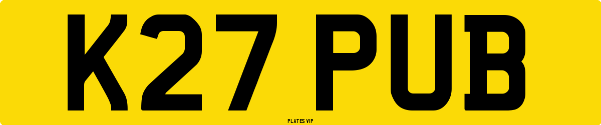 K27 PUB Number Plate