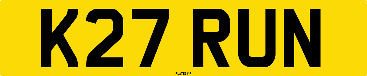 K27 RUN Number Plate