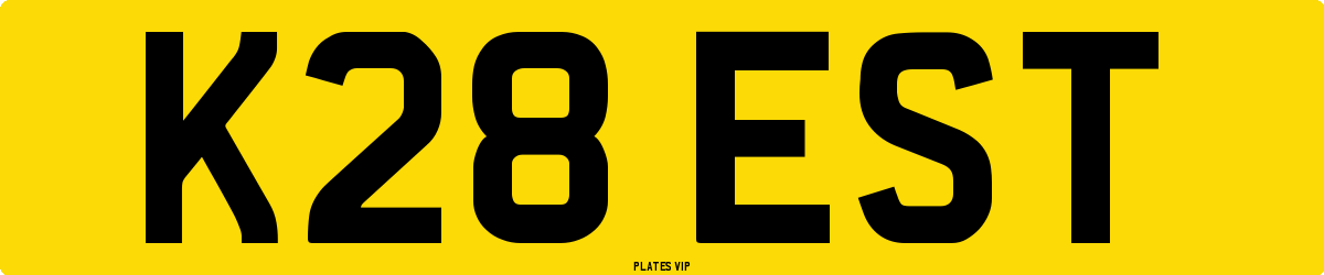 K28 EST Number Plate