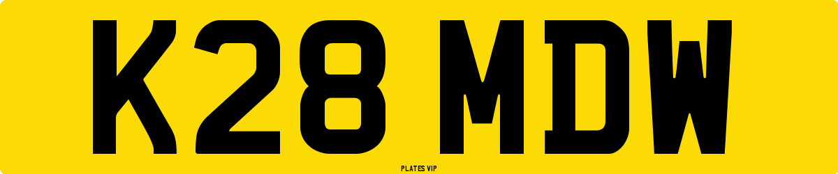 K28 MDW Number Plate