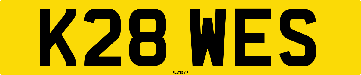 K28 WES Number Plate